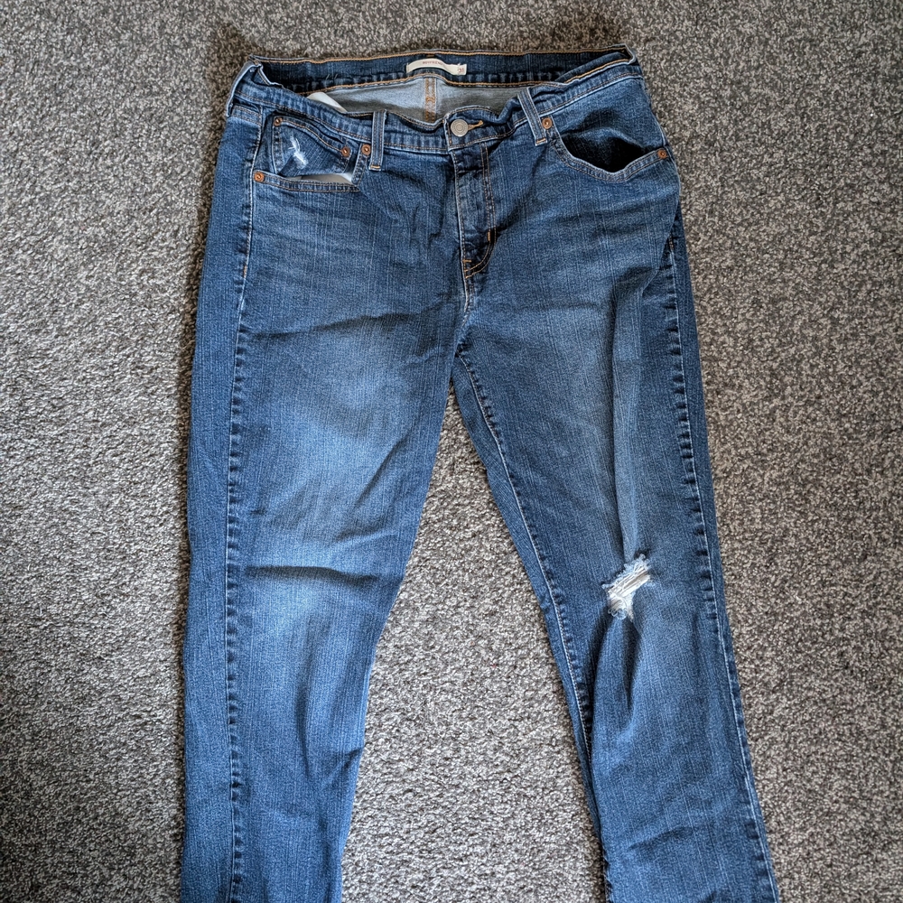Levi's Blue Boyfriend Jeans with Distressed Details